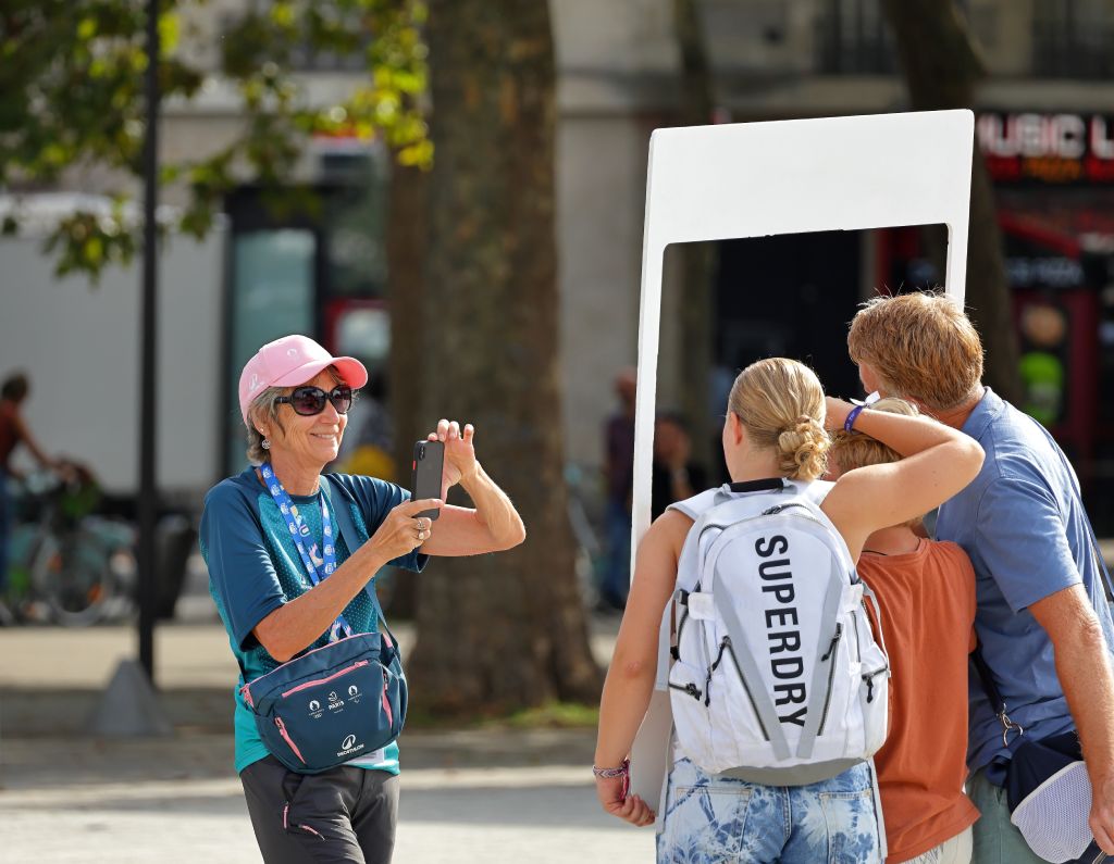 Tourists at Olympic Games, La Villette, Paris